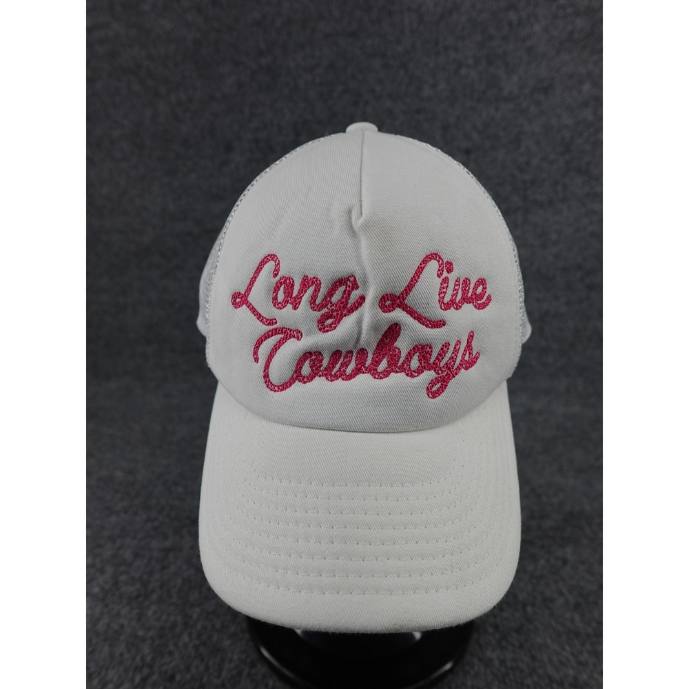 Wrangler Trucker Hat Womens OS White Long Live Cowboys Pink Western Cap